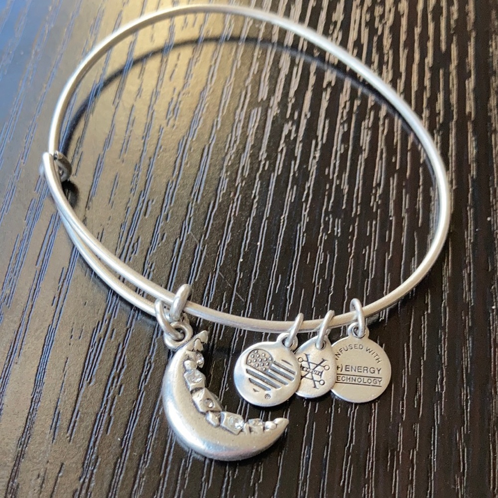 Alex and Ani brushed silver crescent moon